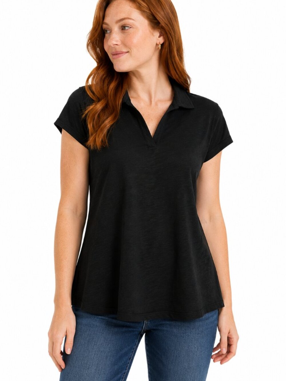 GNW Womens 2X Fits XL Black Crinkle Knit Textured Lined Top